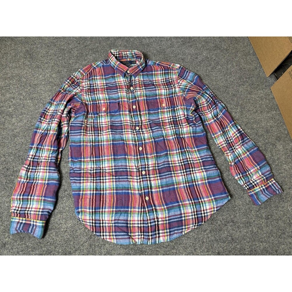 Polo Ralph Lauren Shirt Mens L Multicolor Plaid Long Sleeve Button-Down Casual